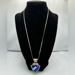 Silver and Inlay Pendant Necklace